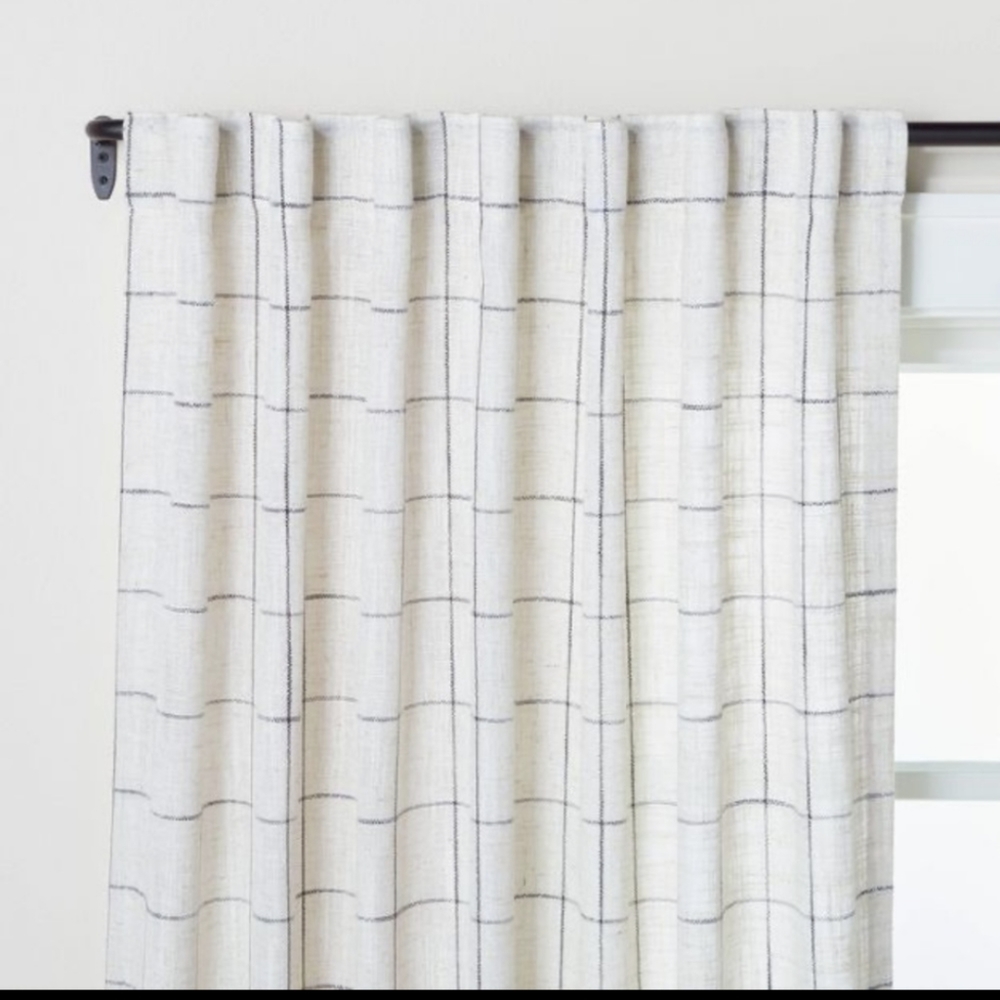 Linen Windowpane Pattern 95" curtain